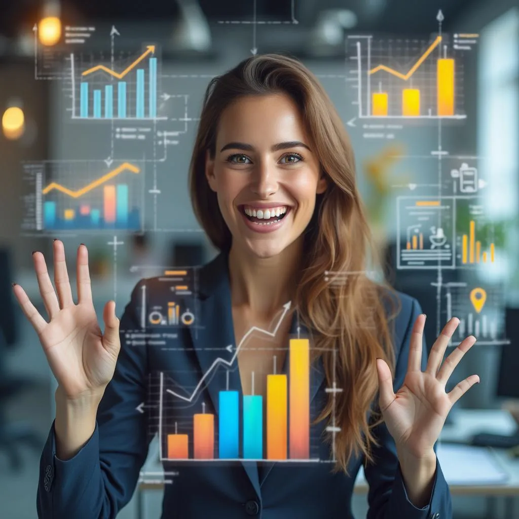 Empresaria exitosa en oficina moderna