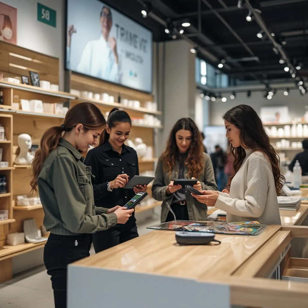 Tienda minorista renovada con clientes